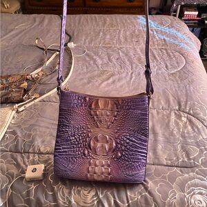 Brahmin Purple Embossed Crossbody Bag